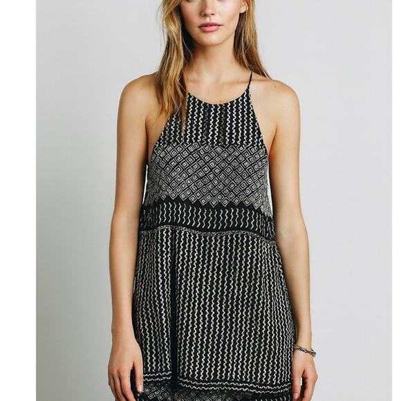 Free People New Romantics Geometric Print Mini Dress - Picture 1 of 7